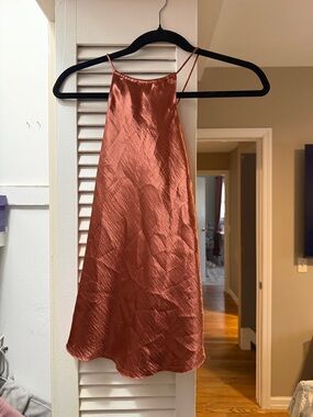 Free People Rust Satin Halter Neck Cami